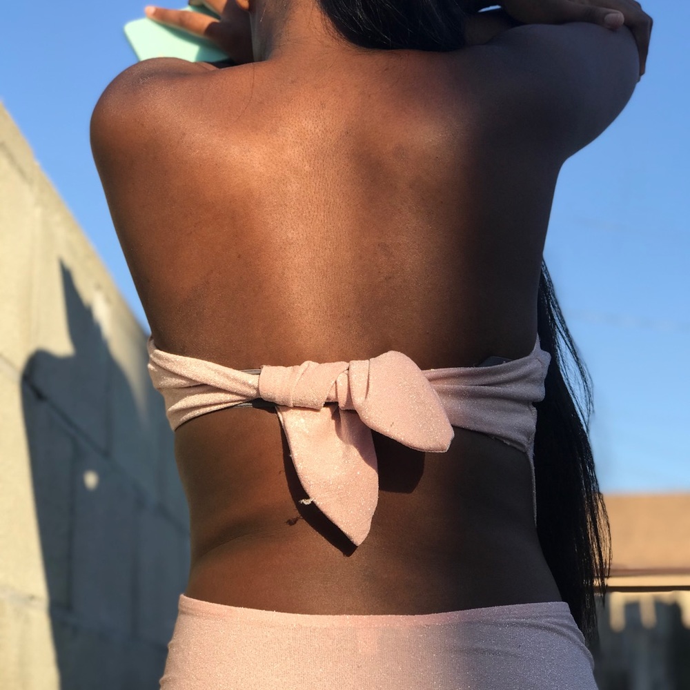 Pink sparkly open back leotard